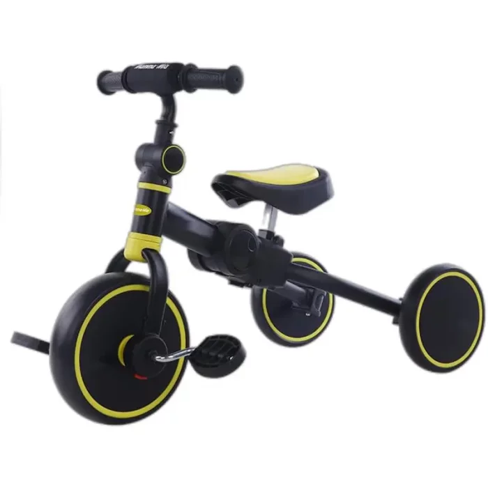 سه چرخه کودک تاشو مشکی زرد کد S100