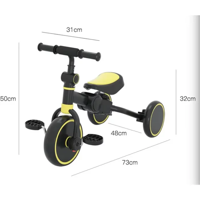 سه چرخه کودک تاشو مشکی زرد کد S100