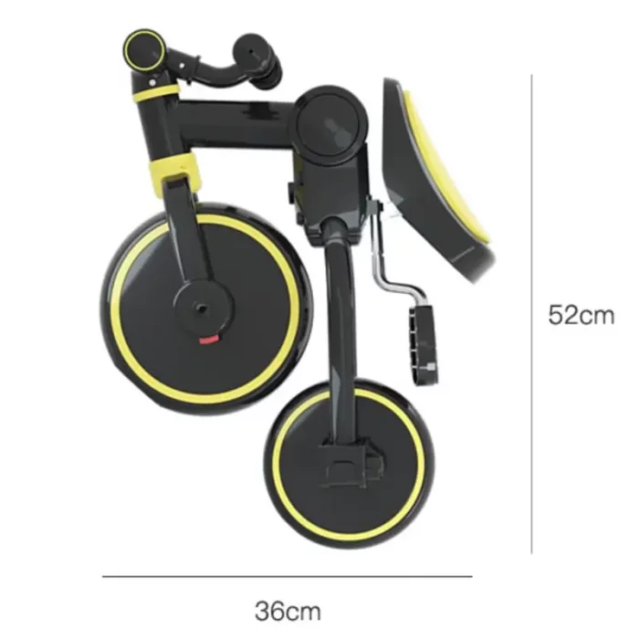 سه چرخه کودک تاشو مشکی زرد کد S100