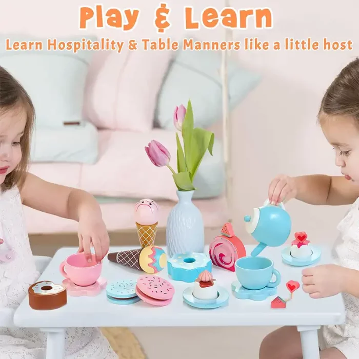 اسباب بازی ست عصرانه خوری چوبی کد KBQ2020019