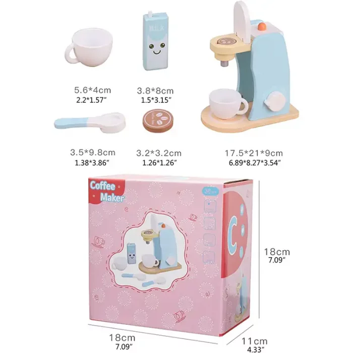 اسباب بازی قهوه ساز چوبی آبی کد KBQ2020013