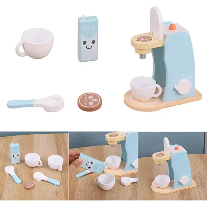 اسباب بازی قهوه ساز چوبی آبی کد KBQ2020013