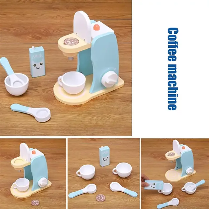 اسباب بازی قهوه ساز چوبی آبی کد KBQ2020013