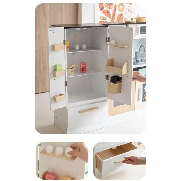 آشپزخانه چوبی کودک به همراه یخچال سایز بزرگ کد BL21159