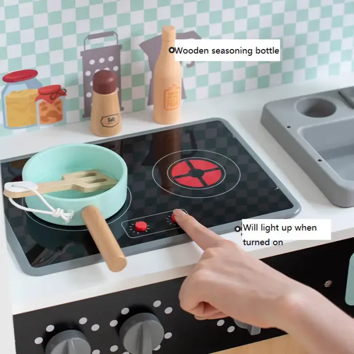 آشپزخانه چوبی کودک به همراه یخچال سایز بزرگ کد BL21159