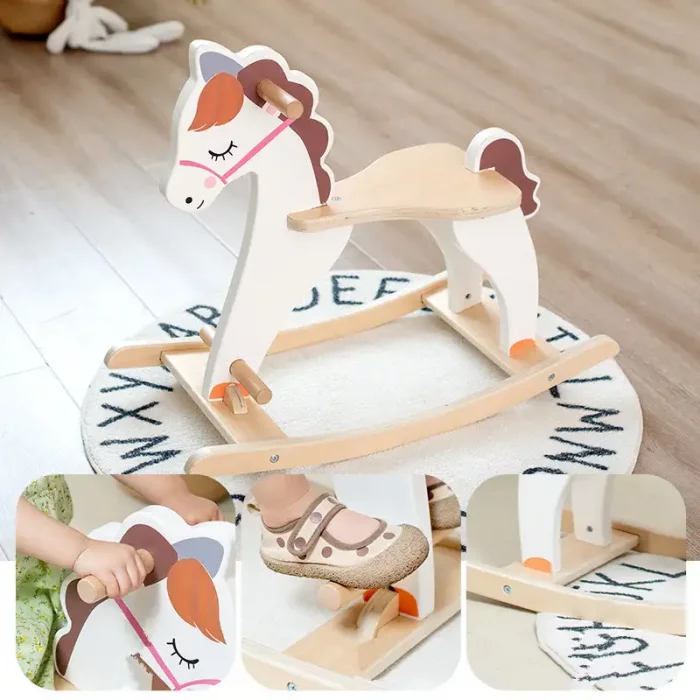 راکر  اسب چوبی رنگ سفید کد BL21150