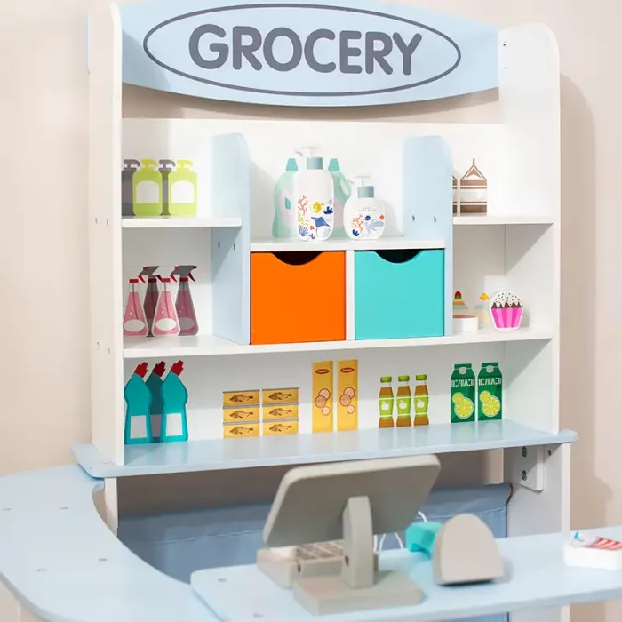 اسباب بازی سوپرمارکت چوبی رنگ سفید کد BL20146