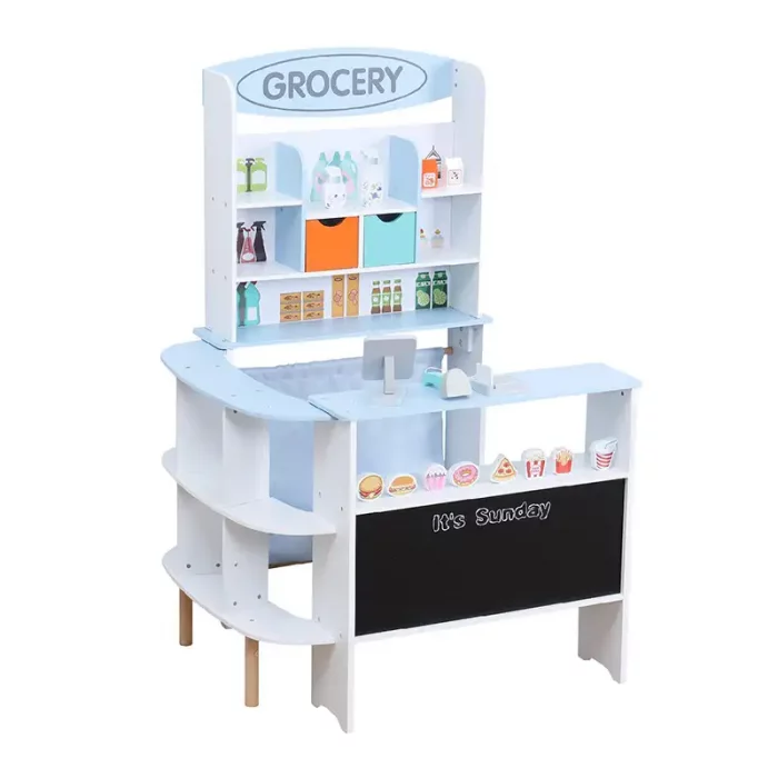 اسباب بازی سوپرمارکت چوبی رنگ سفید کد BL20146