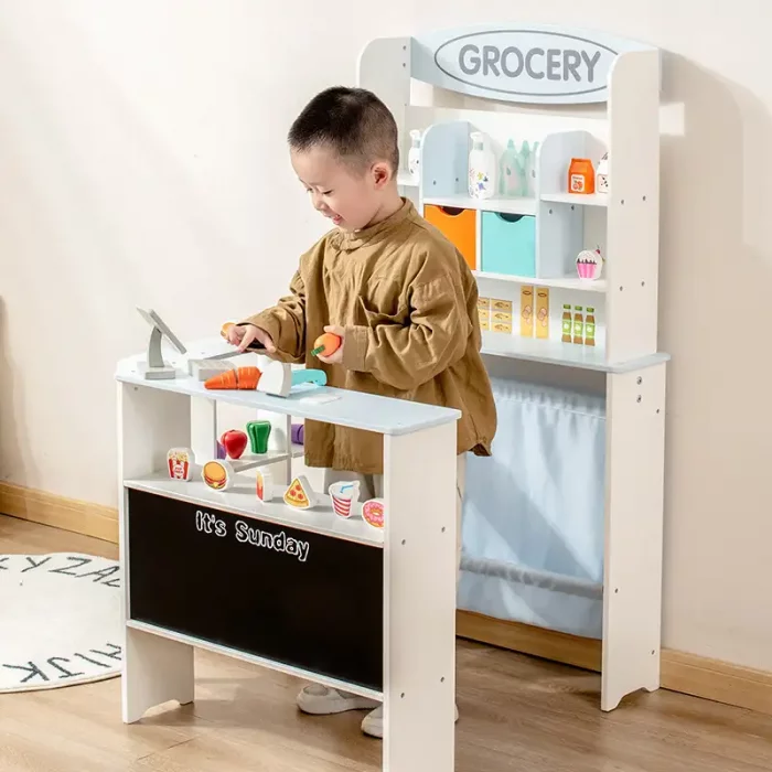 اسباب بازی سوپرمارکت چوبی رنگ سفید کد BL20146