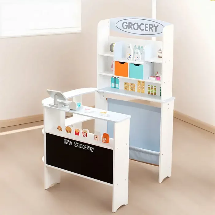 اسباب بازی سوپرمارکت چوبی رنگ سفید کد BL20146