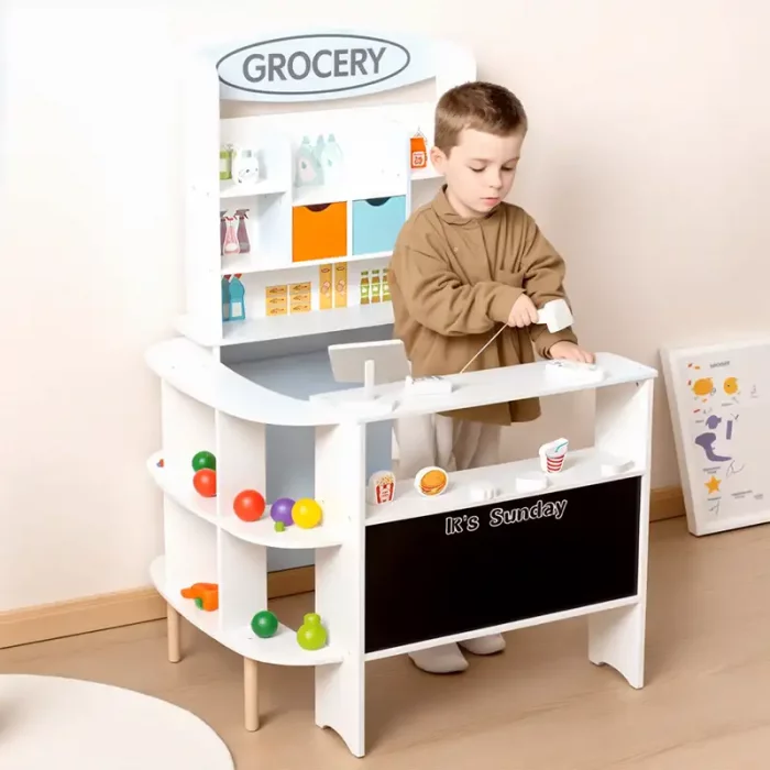 اسباب بازی سوپرمارکت چوبی رنگ سفید کد BL20146