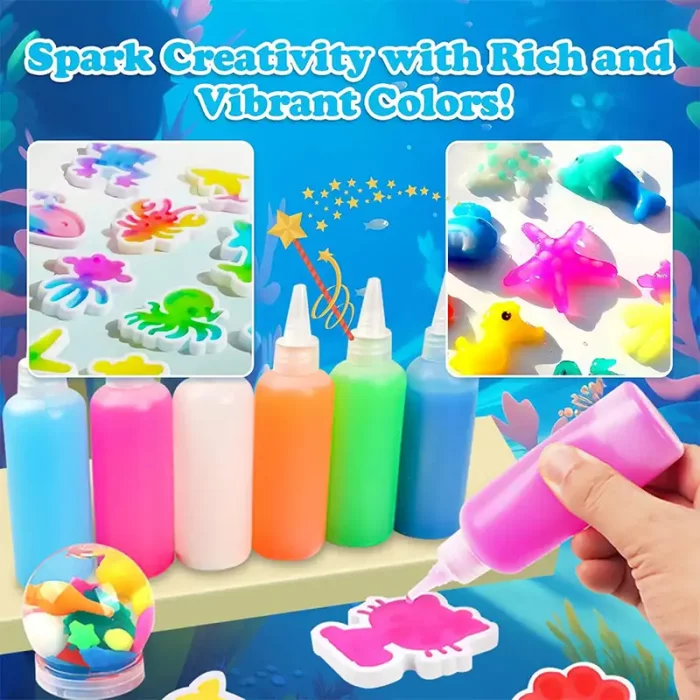 کیت جادویی قالب سازی ژله ای 4 رنگ سطلی کد 231232