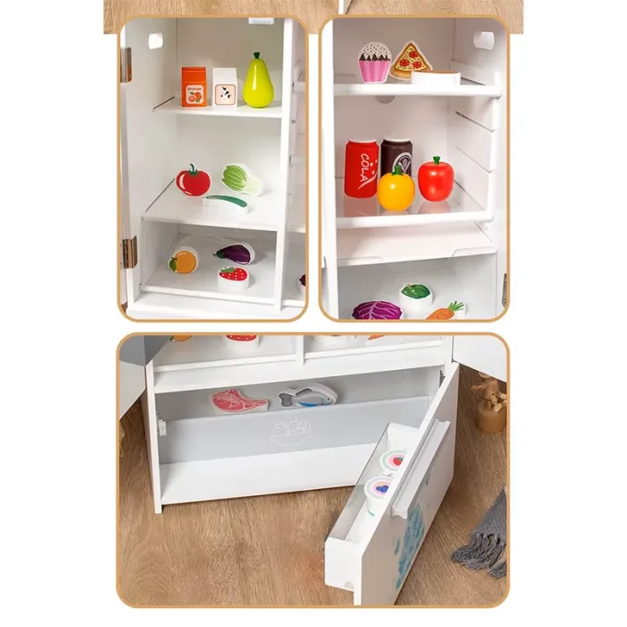 یخچال چوبی  کودک 3 در رنگ  سفید کد BL20147