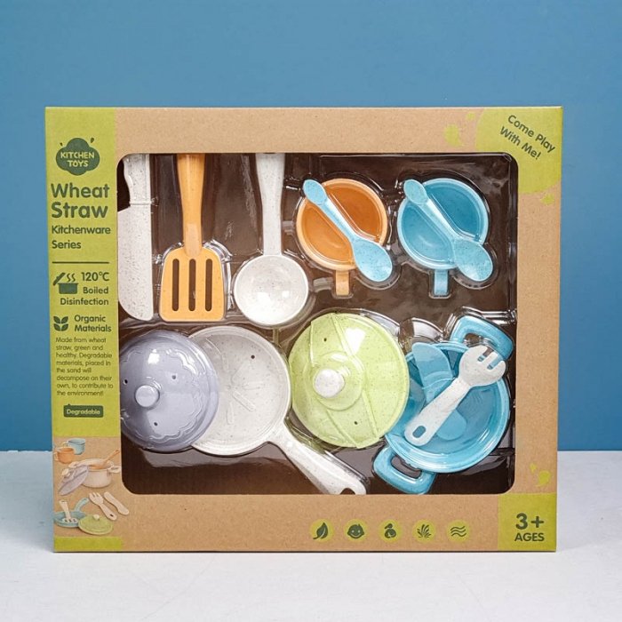 اسباب بازی مدل ست ظروف آشپزخانه با الیاف طبیعی کد HG3019