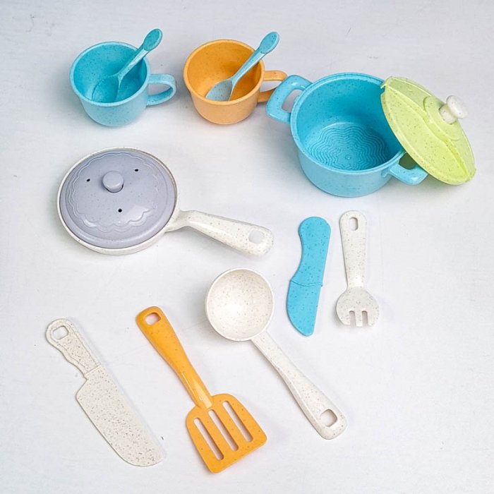 اسباب بازی مدل ست ظروف آشپزخانه با الیاف طبیعی کد HG3019