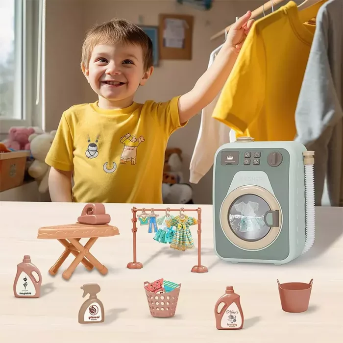 اسباب بازی ماشین لباسشویی 18 تکه رنگ سبز کد HJ190