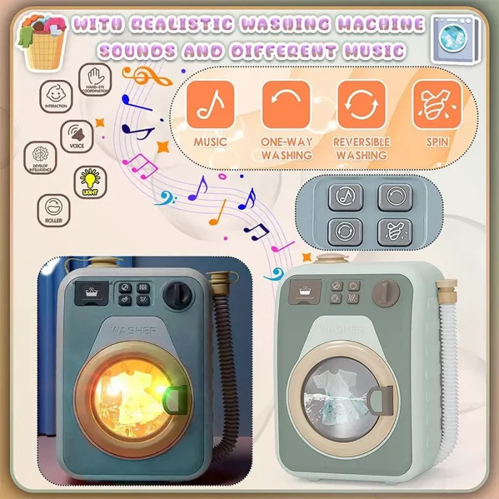 اسباب بازی ماشین لباسشویی 18 تکه رنگ سبز کد HJ190