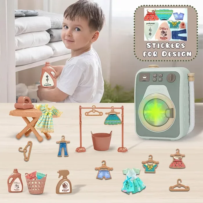 اسباب بازی ماشین لباسشویی 18 تکه رنگ سبز کد HJ190