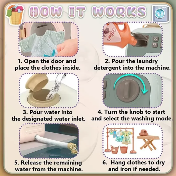 اسباب بازی ماشین لباسشویی 18 تکه رنگ سبز کد HJ190