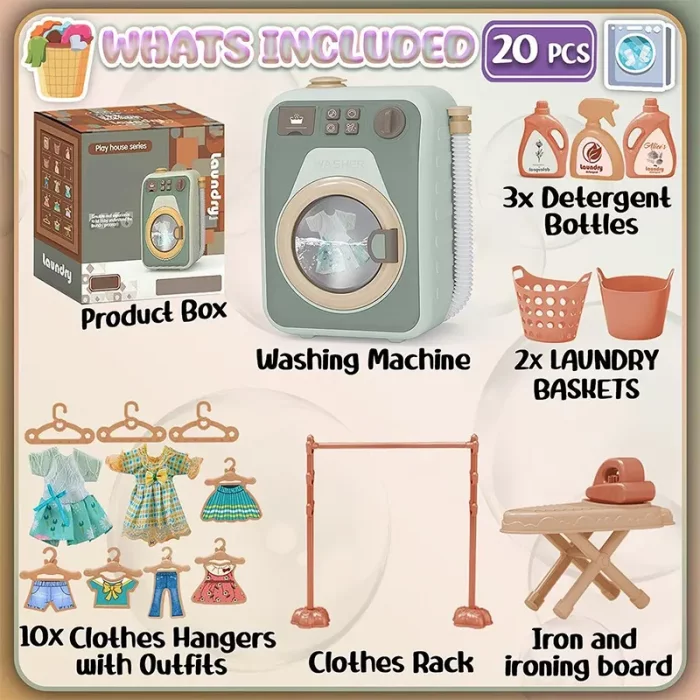 اسباب بازی ماشین لباسشویی 18 تکه رنگ سبز کد HJ190