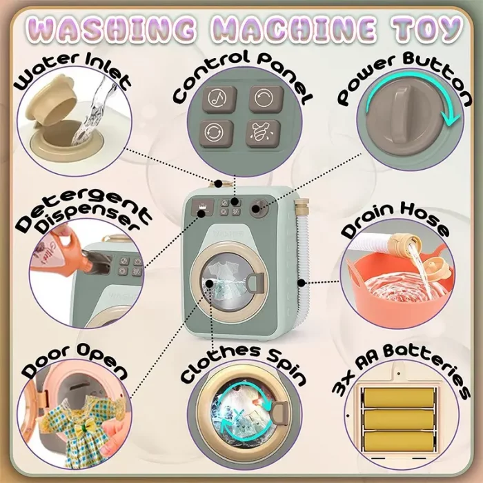 اسباب بازی ماشین لباسشویی 18 تکه رنگ سبز کد HJ190