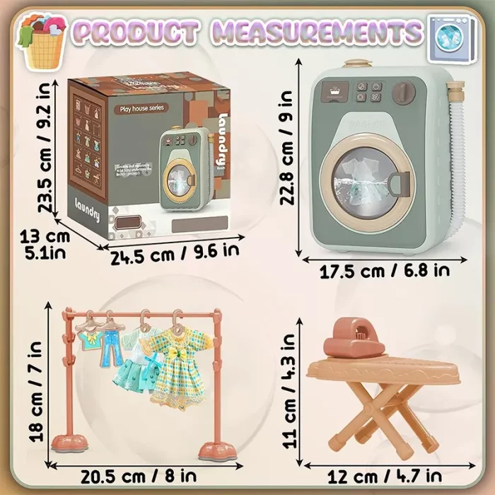 اسباب بازی ماشین لباسشویی 18 تکه رنگ سبز کد HJ190