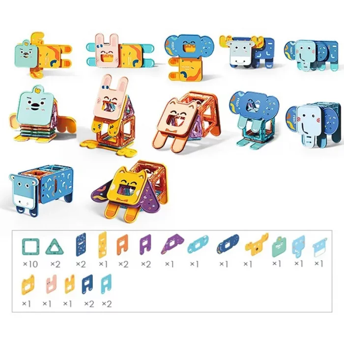 اسباب بازی کاشی های مغناطیسی حیوانات 30 تکه فیلو FEELO کد FL1504