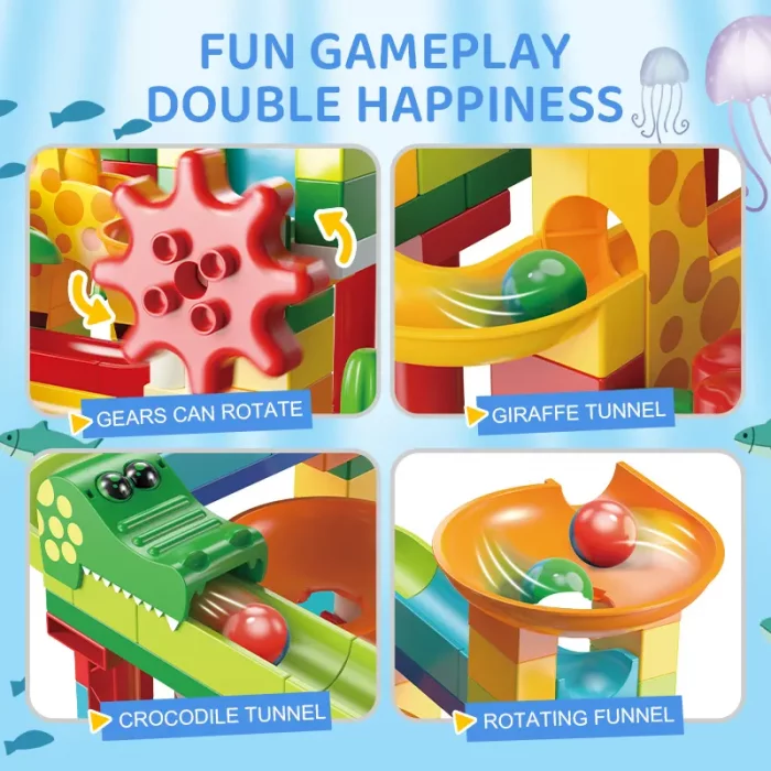 اسباب بازی لگو سرسره توپ طرح حیوانات دریایی  98 تکه  فیلو FEELO کد FL2325