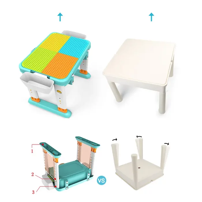 میز لگو بازی 3 در 1 فلو به همراه 55 تکه لگو FEELO کد FL1632