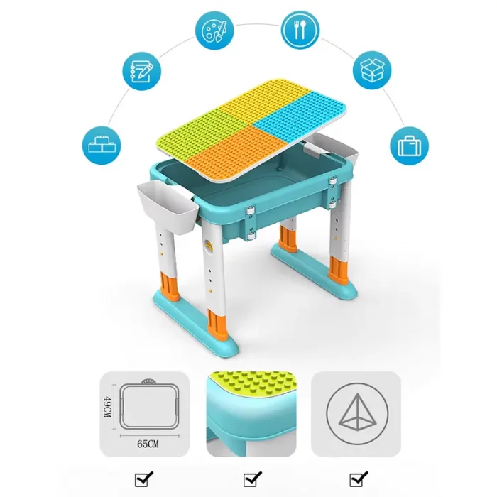 میز لگو بازی 3 در 1 فلو به همراه 55 تکه لگو FEELO کد FL1632