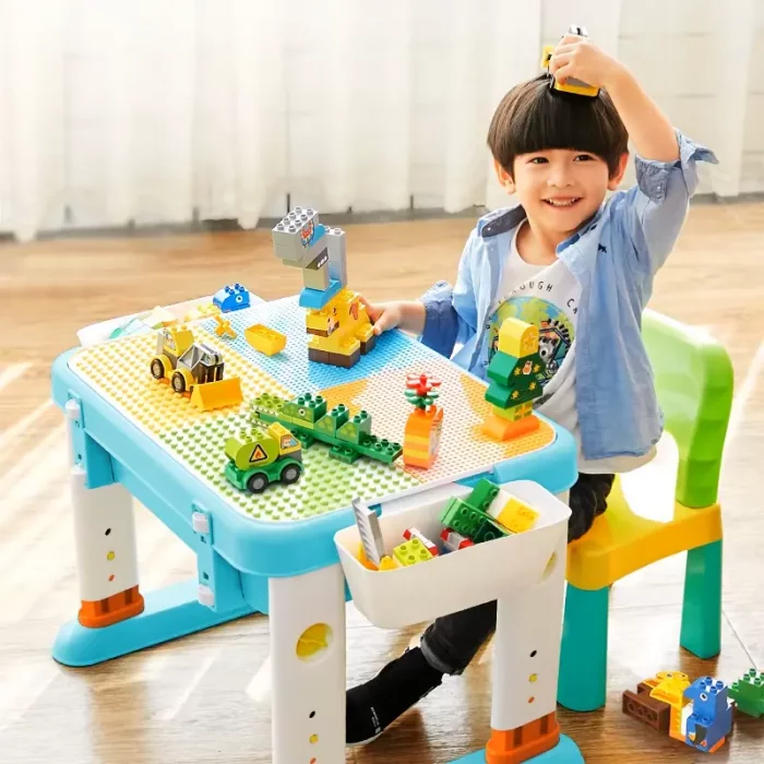 میز لگو بازی 3 در 1 فلو به همراه 55 تکه لگو FEELO کد FL1632