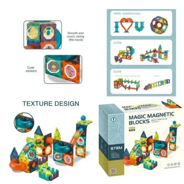 اسباب بازی کاشی مغناطیسی 66 تکه کد 1201