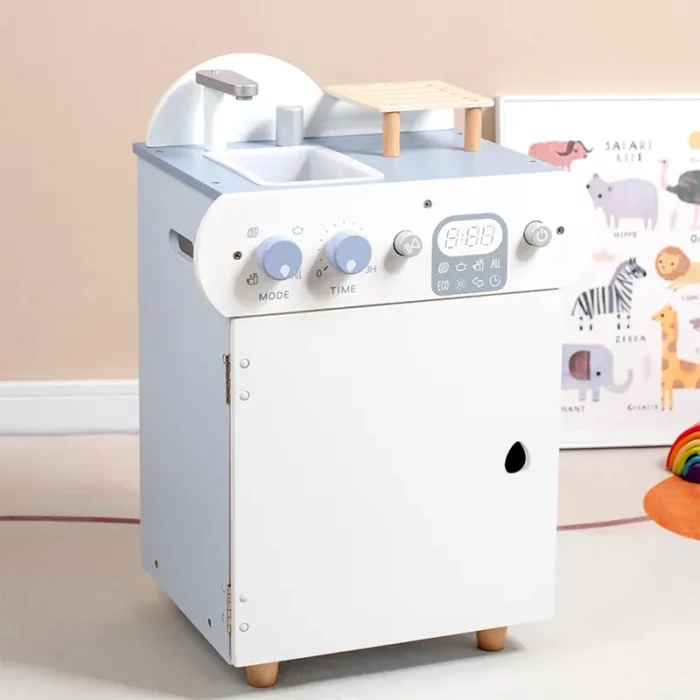 اسباب بازی ست کامل ماشین ظرفشویی چوبی رنگ سفید کد BL21155