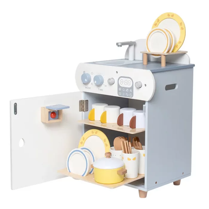 اسباب بازی ست کامل ماشین ظرفشویی چوبی رنگ سفید کد BL21155