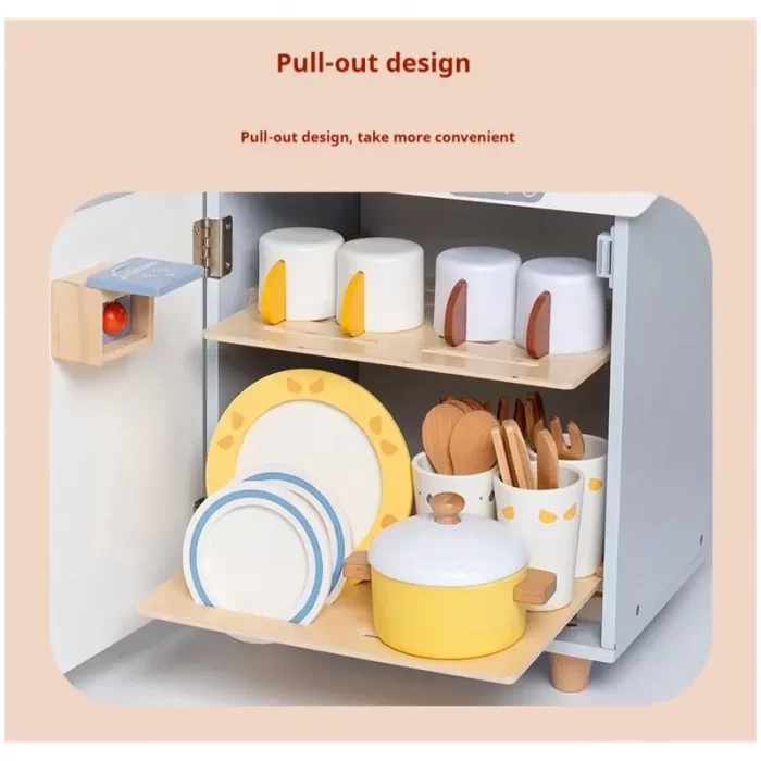 اسباب بازی ست کامل ماشین ظرفشویی چوبی رنگ سفید کد BL21155