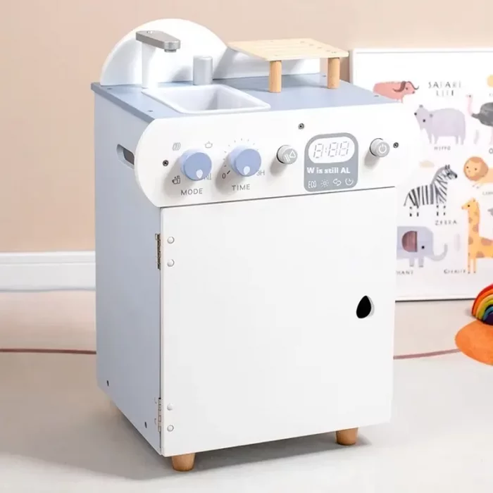 اسباب بازی ست کامل ماشین ظرفشویی چوبی رنگ سفید کد BL21155