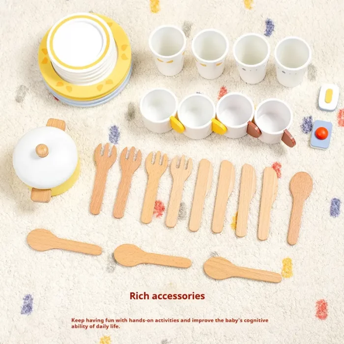 اسباب بازی ست کامل ماشین ظرفشویی چوبی رنگ سفید کد BL21155