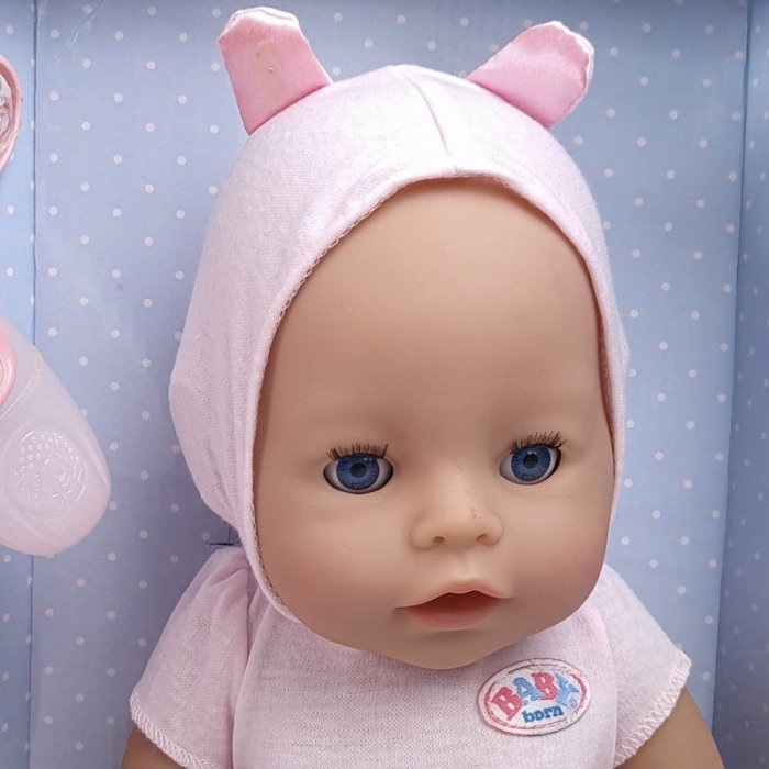 عروسک دخترانه جیشی BABY BORN با لوازم دختر با پیراهن صورتی کد916779