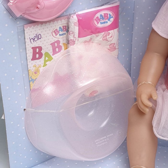 عروسک دخترانه جیشی BABY BORN با لوازم دختر با پیراهن صورتی کد916779
