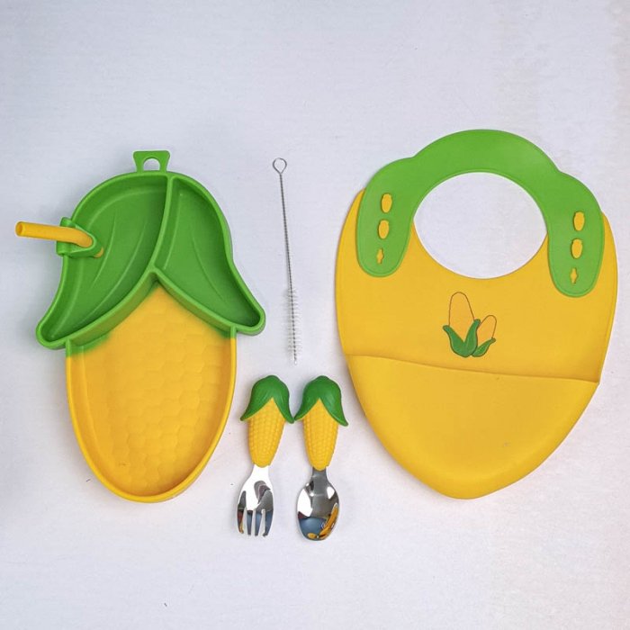 پیشبند و ظرف غذا کودک سیلیکونی کد JH8010
