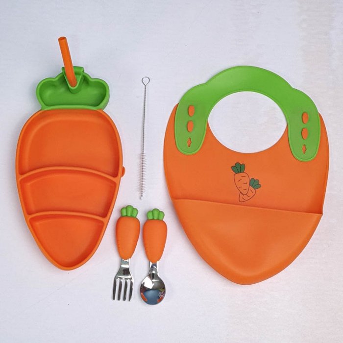 پیشبند و ظرف غذا کودک سیلیکونی کد JH8010