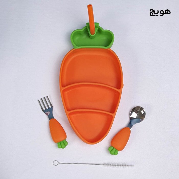پیشبند و ظرف غذا کودک سیلیکونی کد JH8010