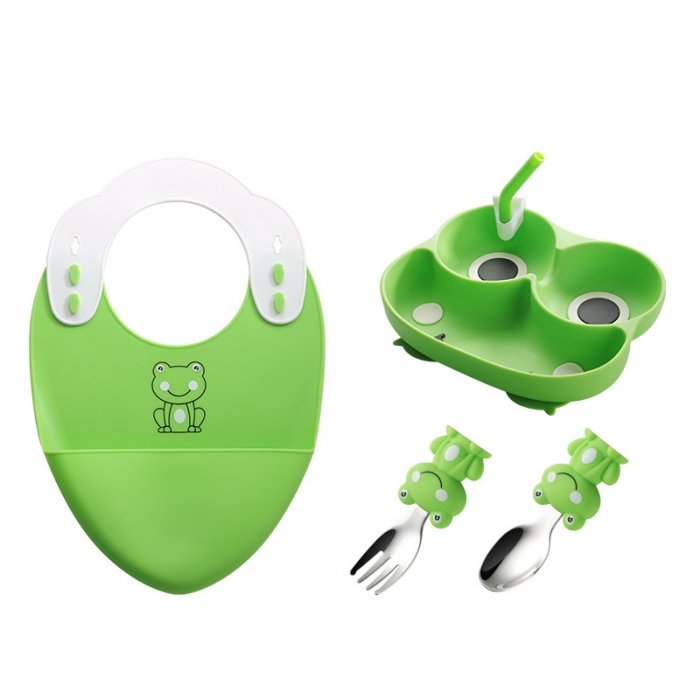 پیشبند و ظرف غذا کودک سیلیکونی کد JH8010