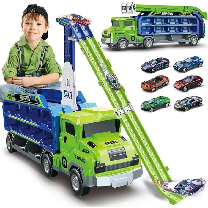 اسباب بازی کامیون ماشین مسابقه رنگ سبز آبی کد CY2225