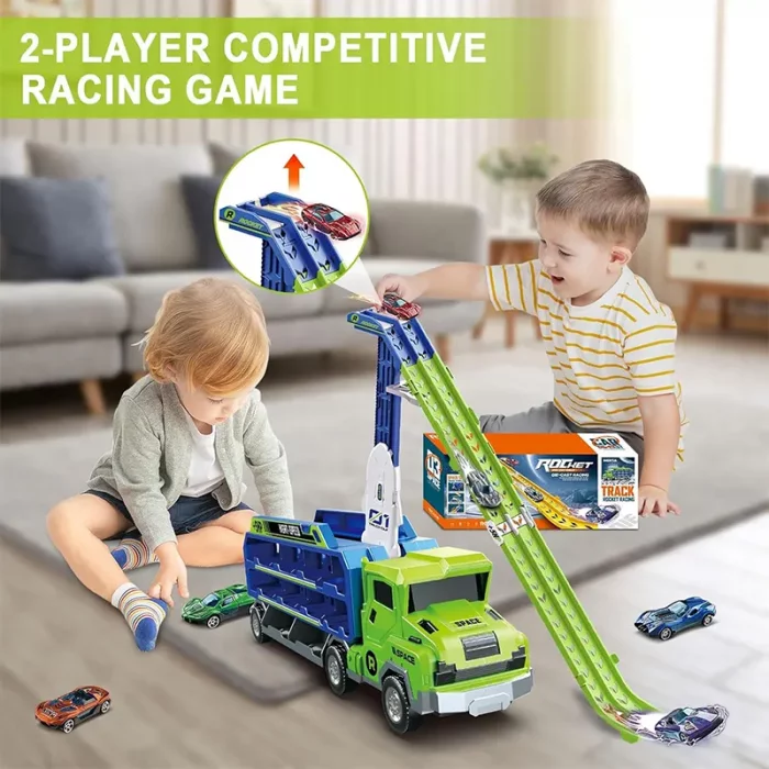 اسباب بازی کامیون ماشین مسابقه رنگ آبی زرد کد CY2227