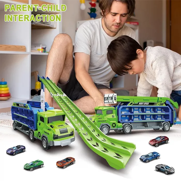 اسباب بازی کامیون ماشین مسابقه رنگ آبی زرد کد CY2227