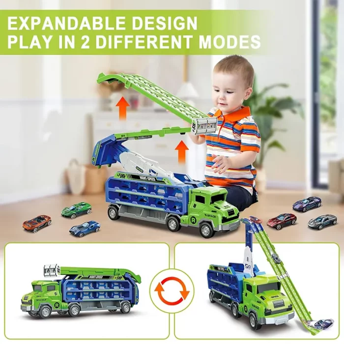 اسباب بازی کامیون ماشین مسابقه رنگ آبی زرد کد CY2227