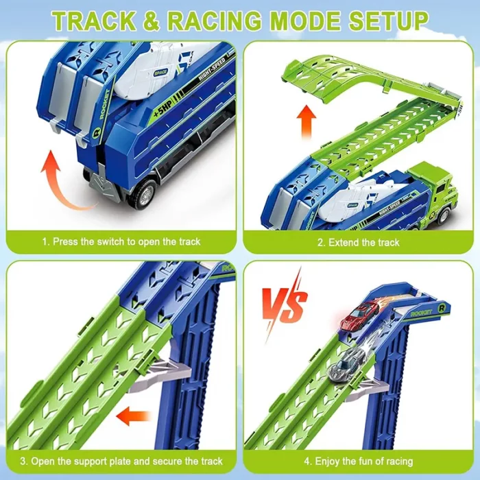 اسباب بازی کامیون ماشین مسابقه رنگ آبی زرد کد CY2227