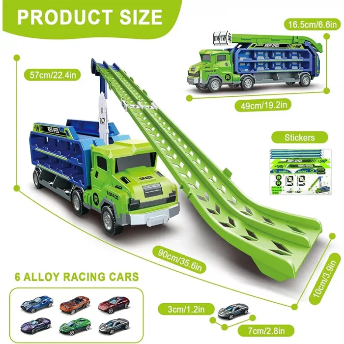 اسباب بازی کامیون ماشین مسابقه رنگ آبی زرد کد CY2227