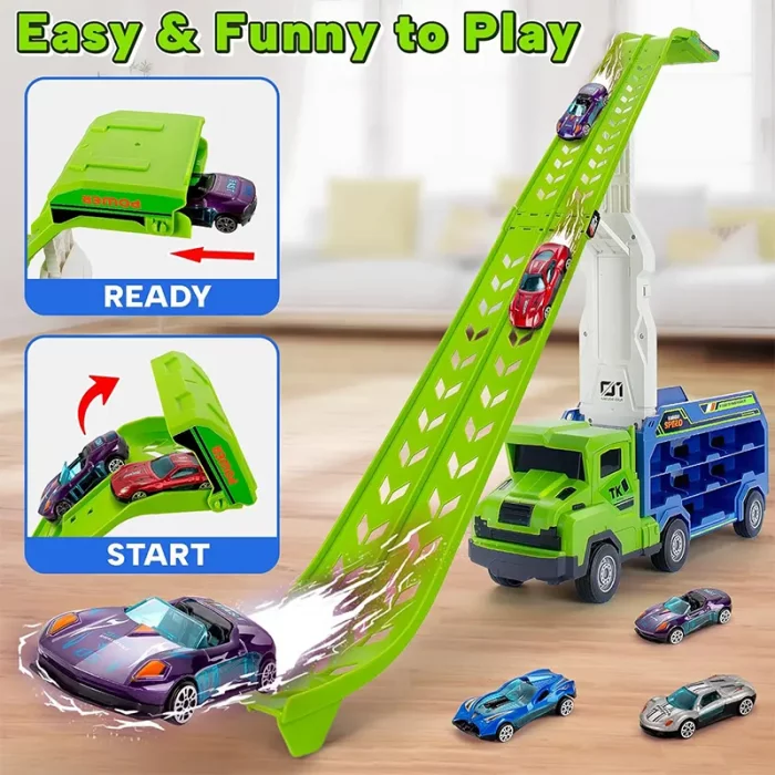 اسباب بازی کامیون ماشین مسابقه رنگ آبی زرد کد CY2227